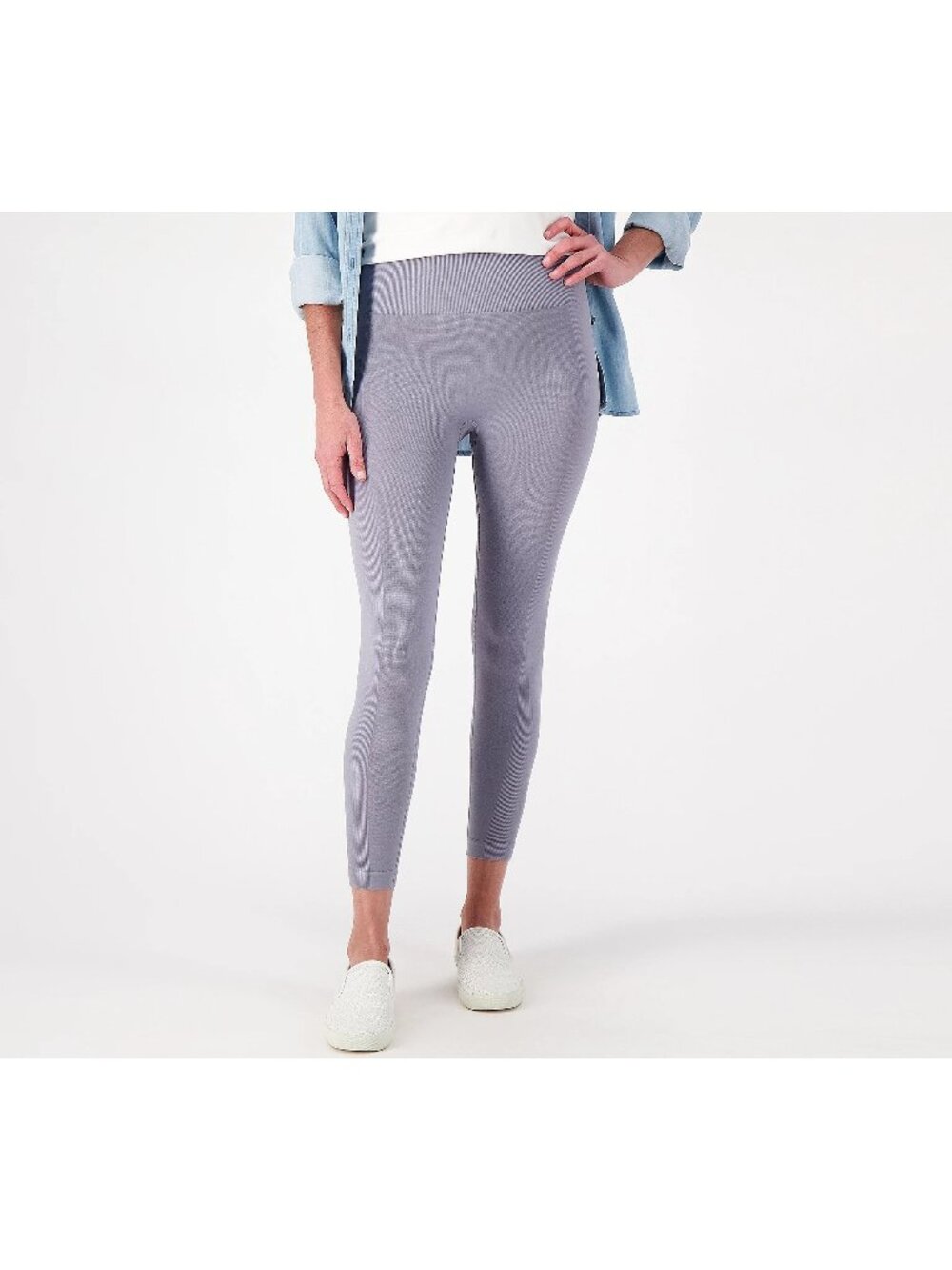 AnyBody Intimates Leggings Small Jacquard Panel Seamless Dark Grey Sporty Active
